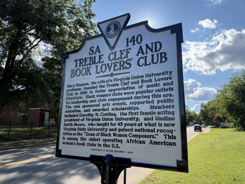 Treble Clef and Book Lovers' Club Marker. Click for full size. Treble Clef and Book Lovers' Club Marker image. Click for full size.