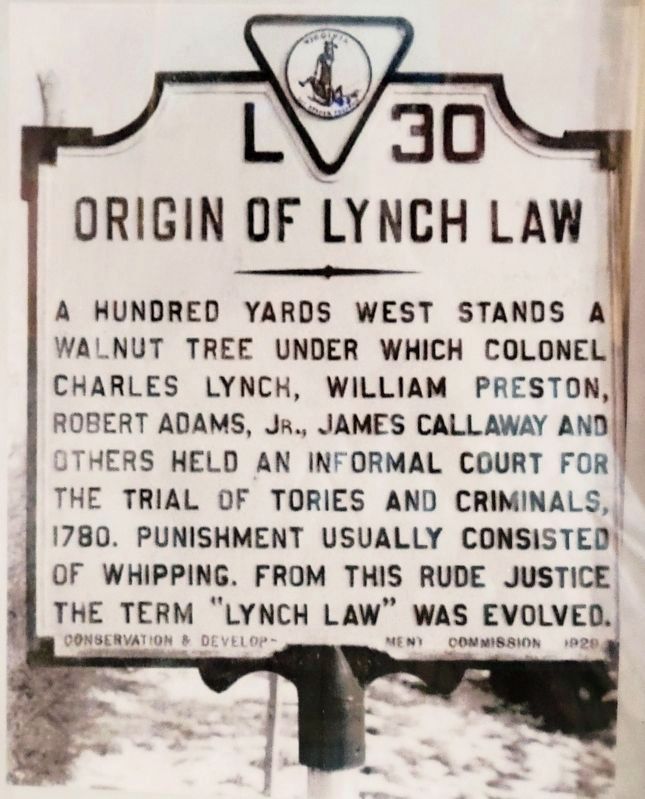 Origin of Lynch Law Marker. Click for full size. Origin of Lynch Law Marker image. Click for full size.