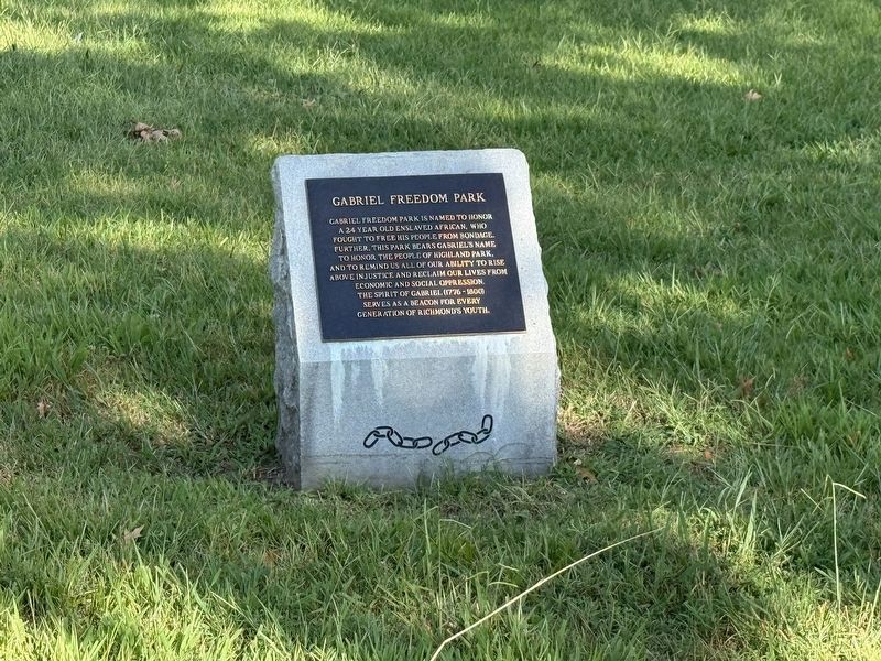 Gabriel Freedom Park Marker. Click for full size. Gabriel Freedom Park Marker image. Click for full size.