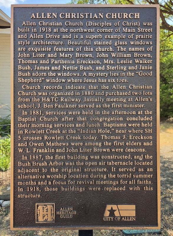 Allen Christian Church Marker. Click for full size. Allen Christian Church Marker image. Click for full size.
