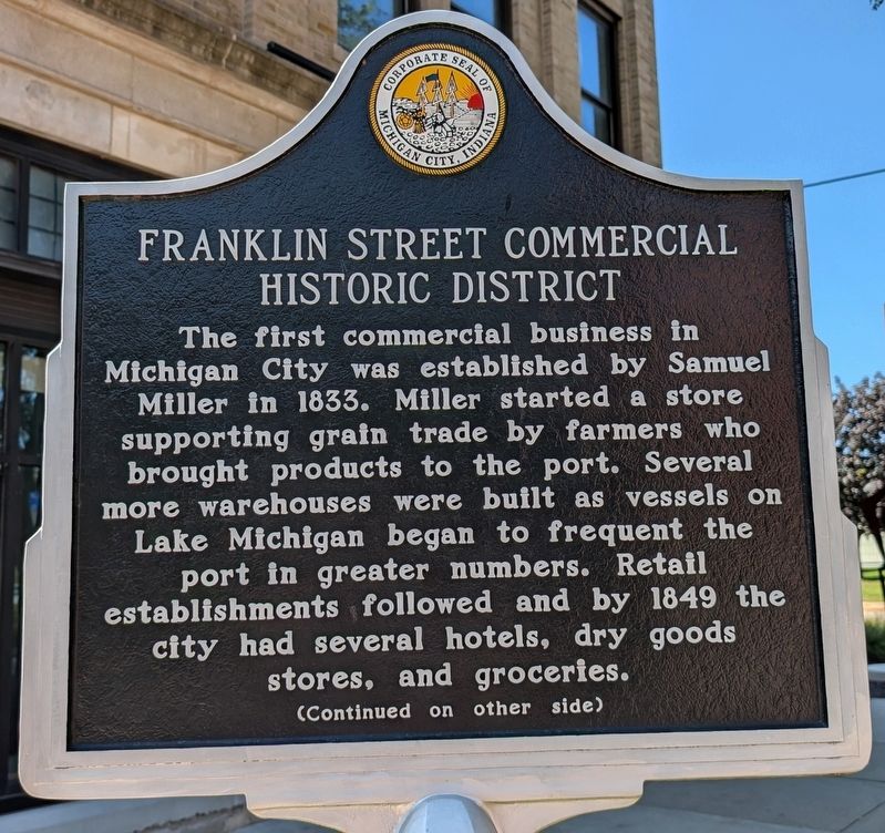 Franklin Street Commercial Historic District Marker, Side One. Click for full size. Franklin Street Commercial Historic District Marker, Side One image. Click for full size.