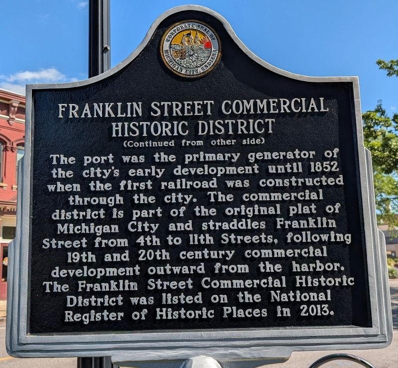 Franklin Street Commercial Historic District Marker, Side Two. Click for full size. Franklin Street Commercial Historic District Marker, Side Two image. Click for full size.