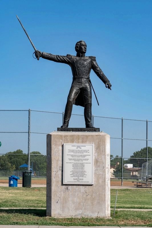 General Ignacio Zaragoza Statue and Marker. Click for full size. General Ignacio Zaragoza Statue and Marker image. Click for full size.