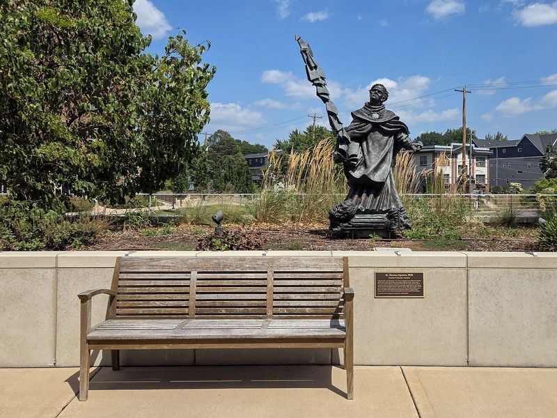 St. Thomas Aquinas statue and marker at the University of St. Thomas. Click for full size. St. Thomas Aquinas statue and marker at the University of St. Thomas image. Click for full size.