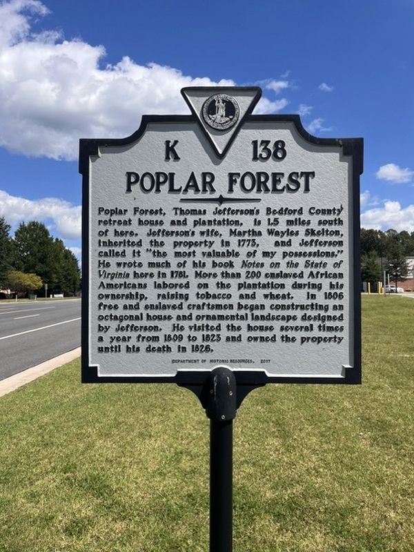 Poplar Forest Marker. Click for full size. Poplar Forest Marker image. Click for full size.