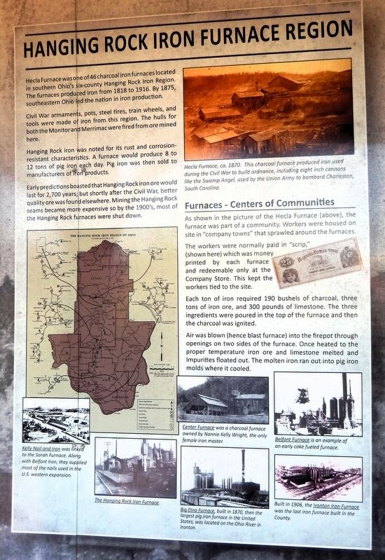 Hanging Rock Iron Furnace Region Marker. Click for full size. Hanging Rock Iron Furnace Region Marker image. Click for full size.
