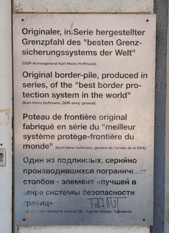 Fourth-Generation Berlin Wall Segment Marker - 3rd Plaque. Click for full size. Fourth-Generation Berlin Wall Segment Marker - 3rd Plaque image. Click for full size.