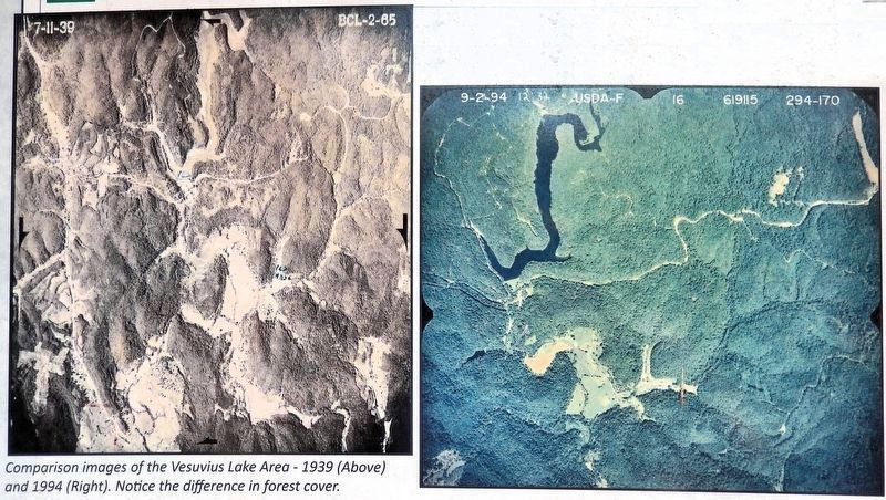 Marker detail: Comparison of the Vesuvius Lake Area<br>1939 (left) & 1994 (right). Click for full size. Marker detail: Comparison of the Vesuvius Lake Area<br>1939 (left) & 1994 (right) image. Click for full size.