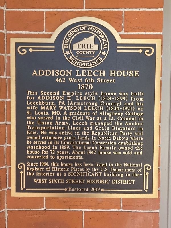 Addison Leech House Marker. Click for full size. Addison Leech House Marker image. Click for full size.