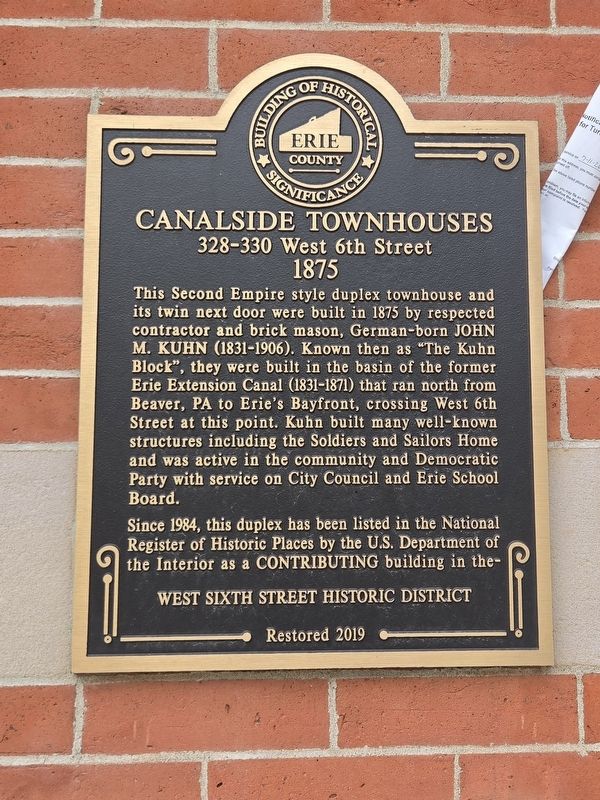 Canalside Townhouses Marker. Click for full size. Canalside Townhouses Marker image. Click for full size.