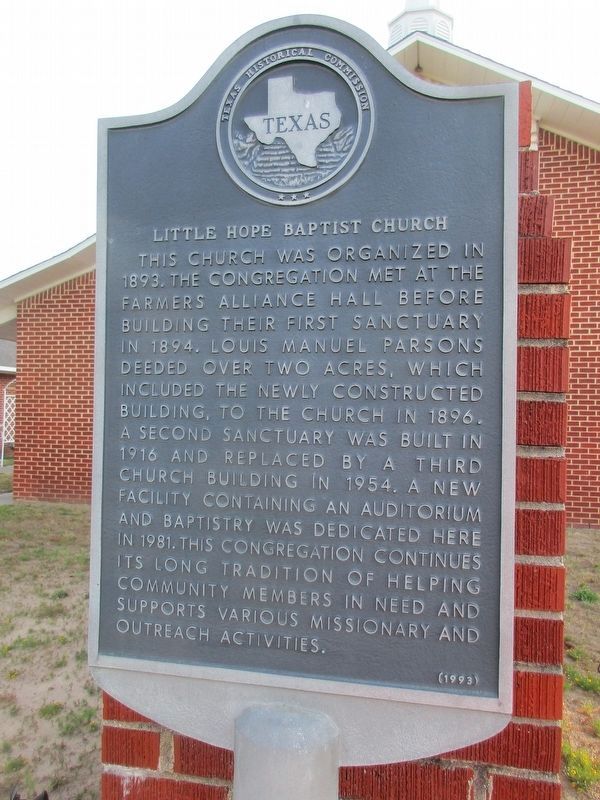 Little Hope Baptist Church Marker. Click for full size. Little Hope Baptist Church Marker image. Click for full size.
