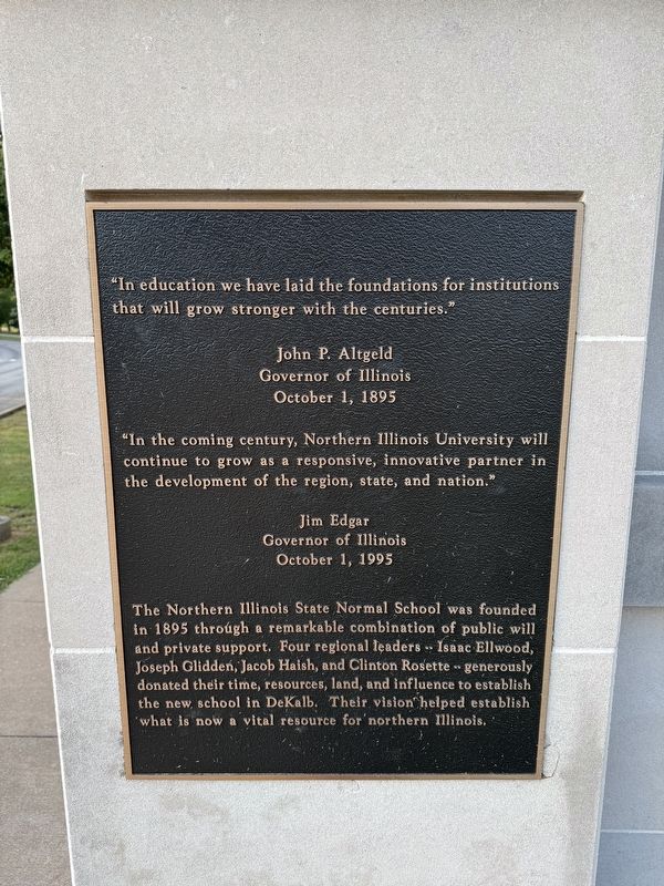 Northern Illinois State Normal School Marker. Click for full size. Northern Illinois State Normal School Marker image. Click for full size.