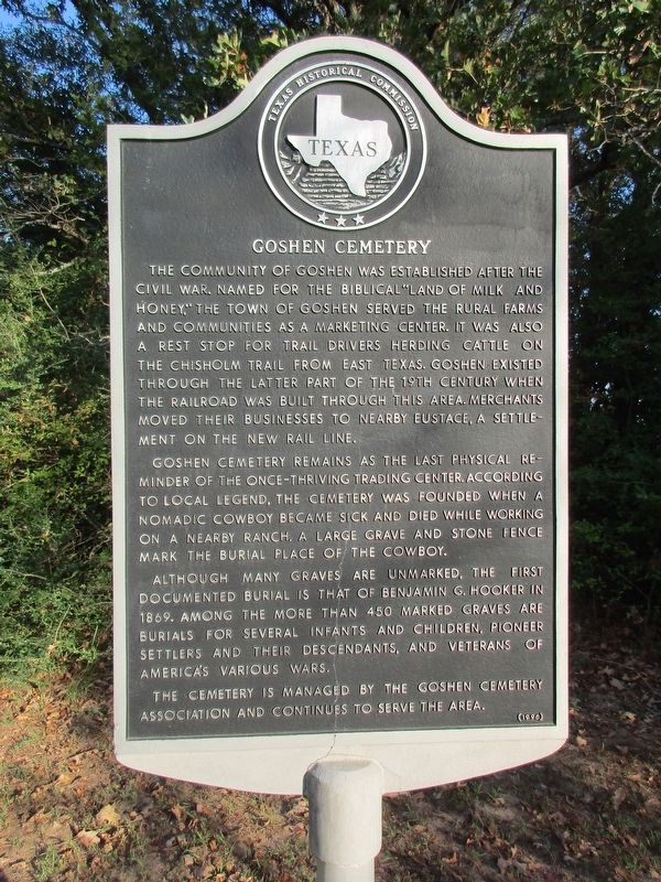 Goshen Cemetery Marker. Click for full size. Goshen Cemetery Marker image. Click for full size.