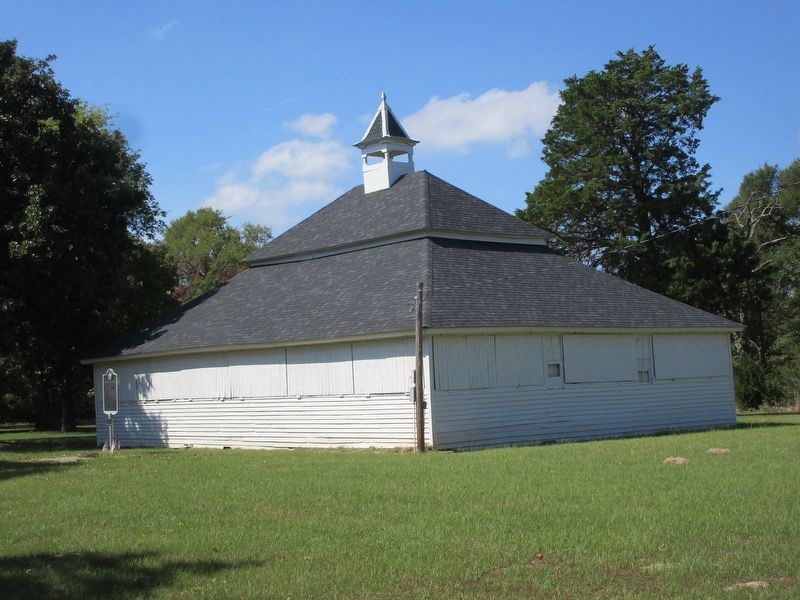 Meredith Campground and Tabernacle marker and church. Click for full size. Meredith Campground and Tabernacle marker and church image. Click for full size.