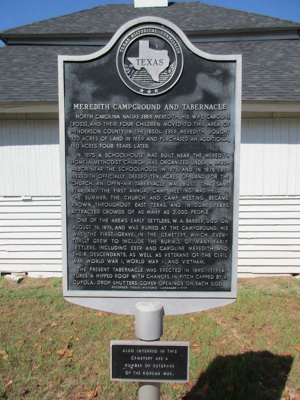 Meredith Campground and Tabernacle Marker. Click for full size. Meredith Campground and Tabernacle Marker image. Click for full size.