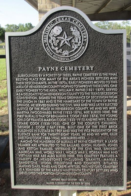 Payne Cemetery Marker. Click for full size. Payne Cemetery Marker image. Click for full size.