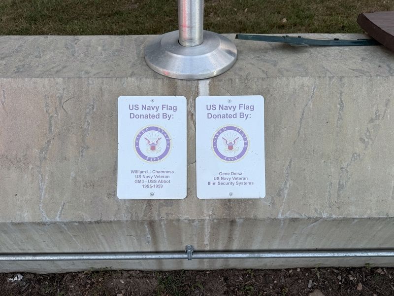 DeKalb Veterans Memorial Navy Flag Markers. Click for full size. DeKalb Veterans Memorial Navy Flag Markers image. Click for full size.