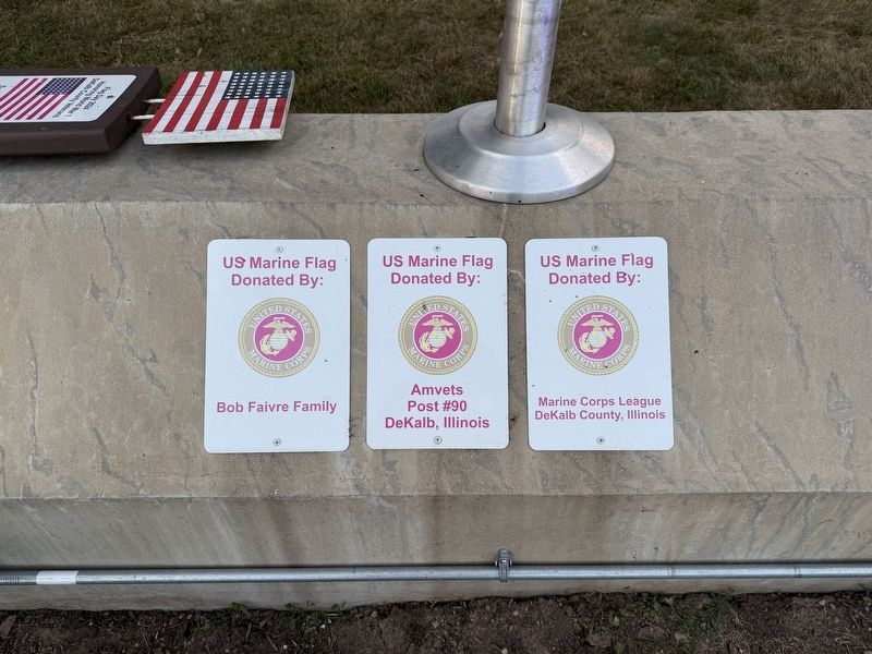 DeKalb Veterans Memorial Marine Flag Markers. Click for full size. DeKalb Veterans Memorial Marine Flag Markers image. Click for full size.