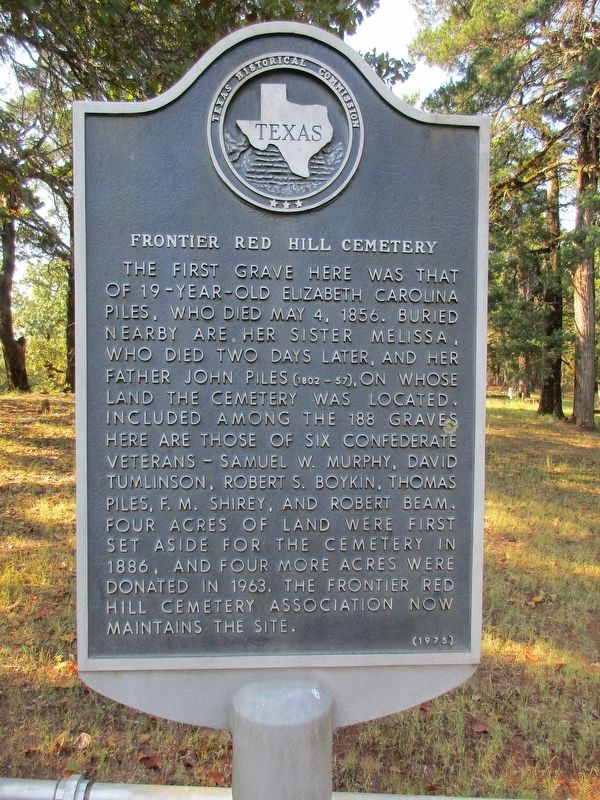 Frontier Red Hill Cemetery Marker. Click for full size. Frontier Red Hill Cemetery Marker image. Click for full size.