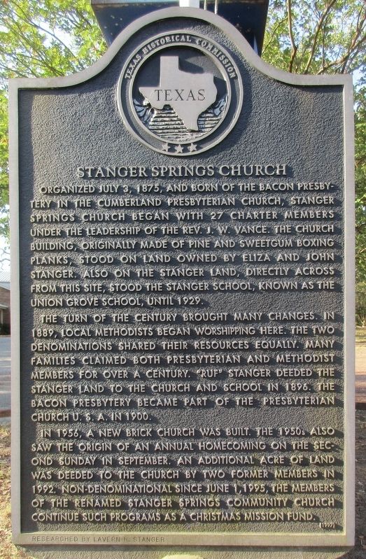Stanger Springs Church Marker. Click for full size. Stanger Springs Church Marker image. Click for full size.