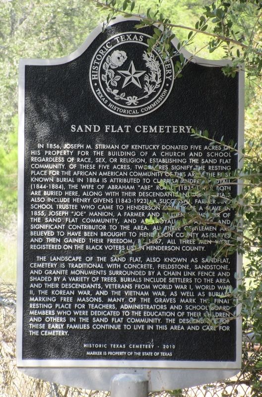 Sand Flat Cemetery Marker. Click for full size. Sand Flat Cemetery Marker image. Click for full size.