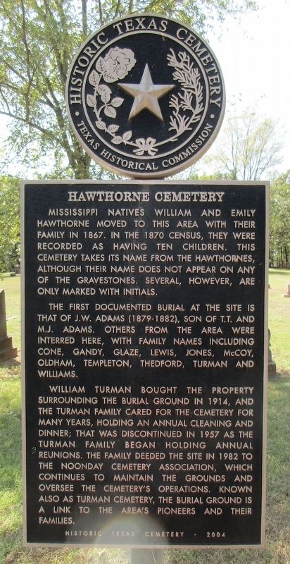 Hawthorne Cemetery Marker image. Click for full size.