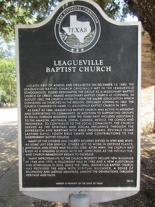 Leagueville Baptist Church Marker. Click for full size. Leagueville Baptist Church Marker image. Click for full size.