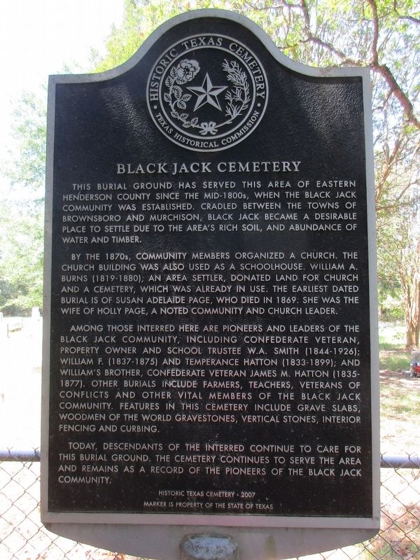 Black Jack Cemetery Marker. Click for full size. Black Jack Cemetery Marker image. Click for full size.