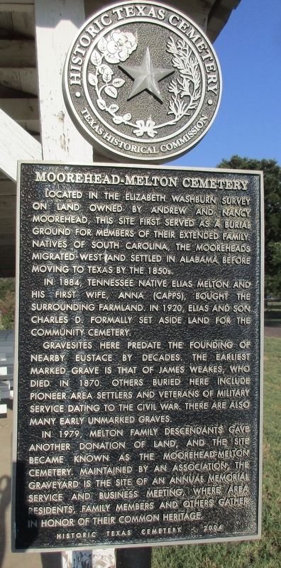 Moorehead-Melton Cemetery Marker. Click for full size. Moorehead-Melton Cemetery Marker image. Click for full size.