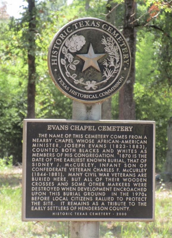 Evans Chapel Cemetery Marker. Click for full size. Evans Chapel Cemetery Marker image. Click for full size.