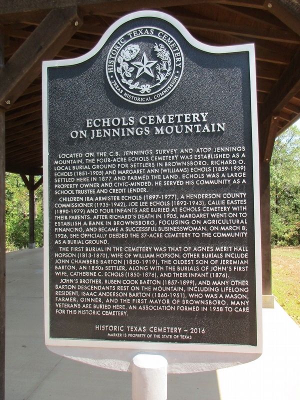 Echols Cemetery on Jennings Mountain Marker. Click for full size. Echols Cemetery on Jennings Mountain Marker image. Click for full size.