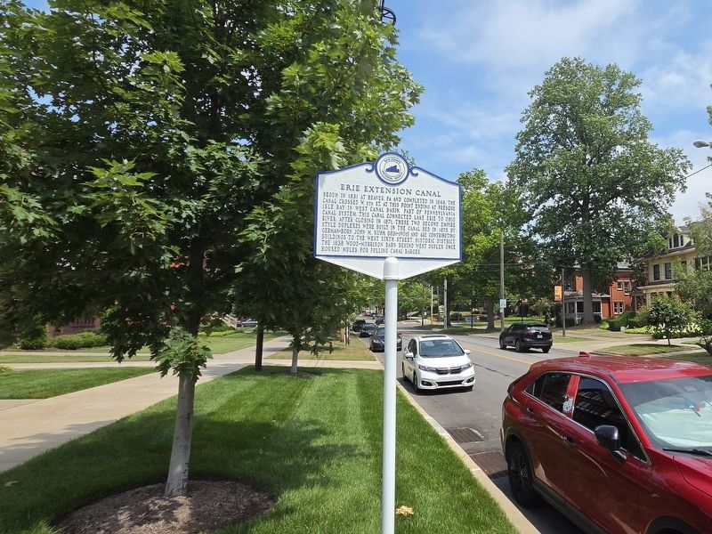 Erie Extension Canal Marker looking east on West 6th Street. Click for full size. Erie Extension Canal Marker looking east on West 6th Street image. Click for full size.