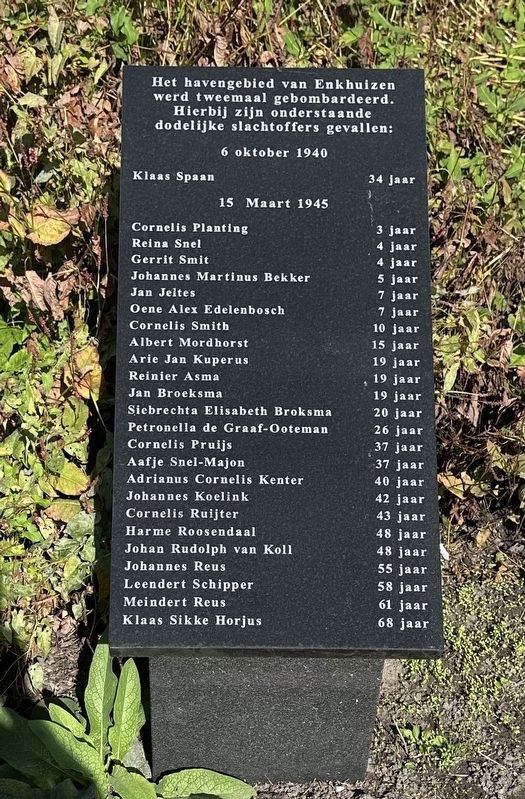 Enkhuizen Harbor Bombardment Memorial Marker. Click for full size. Enkhuizen Harbor Bombardment Memorial Marker image. Click for full size.