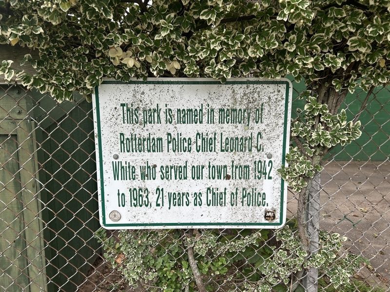 Chief Leonard C. White Park Marker. Click for full size. Chief Leonard C. White Park Marker image. Click for full size.