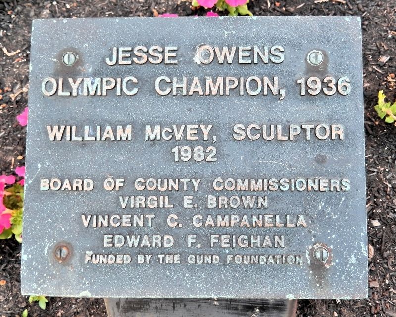 Jesse Owens Olympic Champion, 1936 Marker. Click for full size. Jesse Owens Olympic Champion, 1936 Marker image. Click for full size.