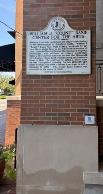 William J. "Count" Basie Center for the Arts Marker. Click for full size. William J. "Count" Basie Center for the Arts Marker image. Click for full size.
