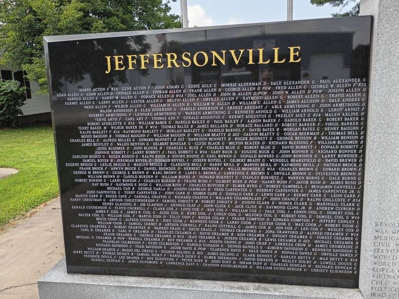 Jeffersonville Veterans Memorial. Click for full size. Jeffersonville Veterans Memorial image. Click for full size.