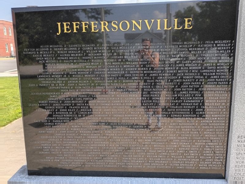 Jeffersonville Veterans Memorial. Click for full size. Jeffersonville Veterans Memorial image. Click for full size.