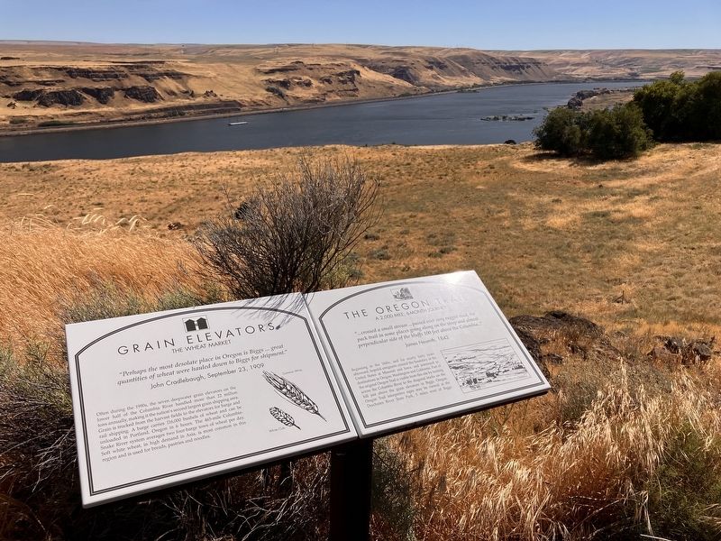 Grain Elevators / The Oregon Trail Marker. Click for full size. Grain Elevators / The Oregon Trail Marker image. Click for full size.