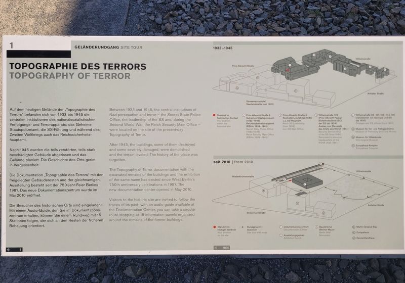Topographie des Terrors / Topography of Terror Marker. Click for full size. Topographie des Terrors / Topography of Terror Marker image. Click for full size.