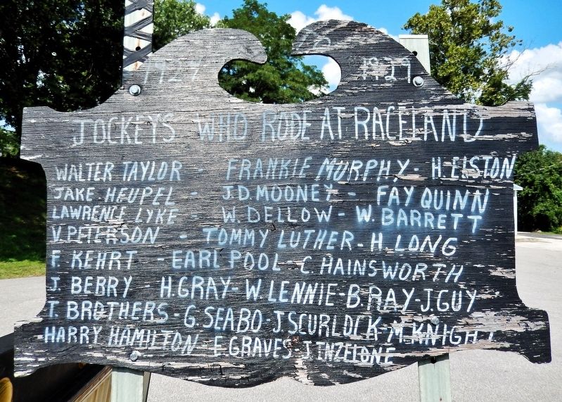 Jockeys Who Rode at Raceland Marker. Click for full size. Jockeys Who Rode at Raceland Marker image. Click for full size.