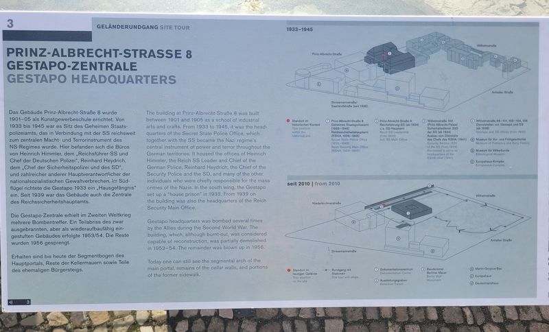 Gestapo-Zentrale / Gestapo Headquarters Marker. Click for full size. Gestapo-Zentrale / Gestapo Headquarters Marker image. Click for full size.