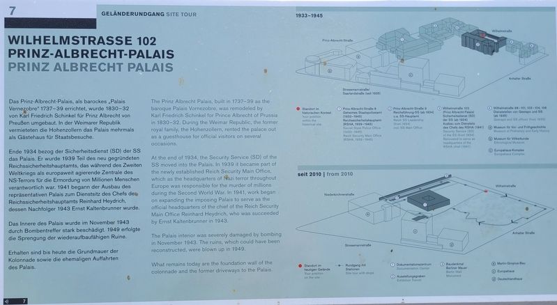 Prinz-Albrecht-Palais / Prinz Albrecht Palais Marker. Click for full size. Prinz-Albrecht-Palais / Prinz Albrecht Palais Marker image. Click for full size.