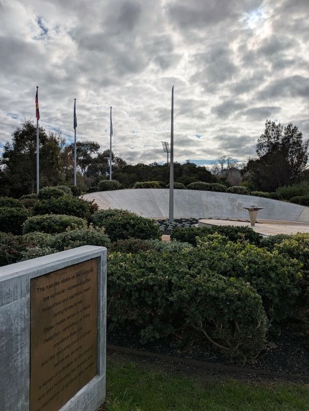 Marker at the Frankston War Memorial and showing the Rust Stains image. Click for full size.