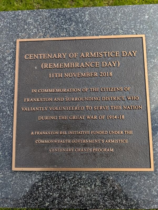 Centenary of Armistice Day Marker. Click for full size. Centenary of Armistice Day Marker image. Click for full size.