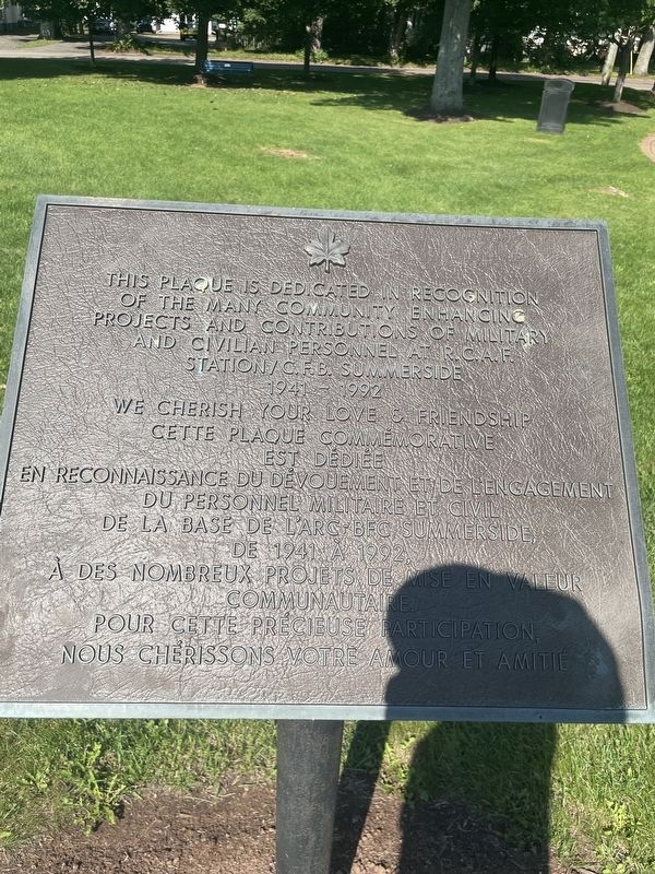 R.C.A.F. Station/C. F. B. Summerside 1941-1992 Marker. Click for full size. R.C.A.F. Station/C. F. B. Summerside 1941-1992 Marker image. Click for full size.