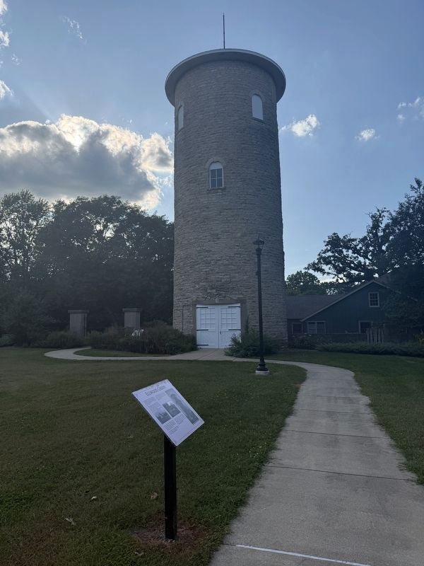 Ellwood Green Marker & Ellwood Water Tower. Click for full size. Ellwood Green Marker & Ellwood Water Tower image. Click for full size.