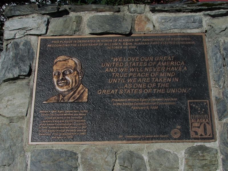 Alaska’s 50th Anniversary Marker. Click for full size. Alaska’s 50th Anniversary Marker image. Click for full size.