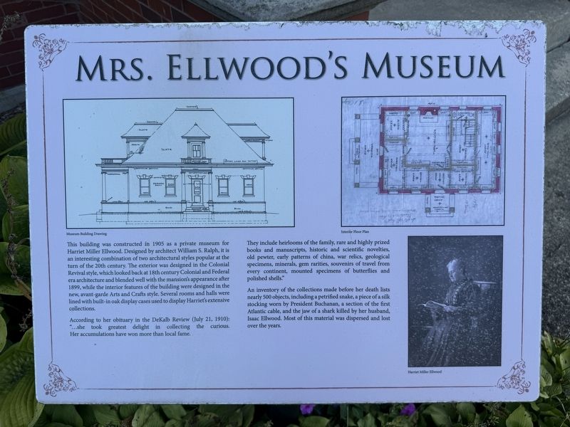Mrs. Ellwood’s Museum Marker. Click for full size. Mrs. Ellwood’s Museum Marker image. Click for full size.