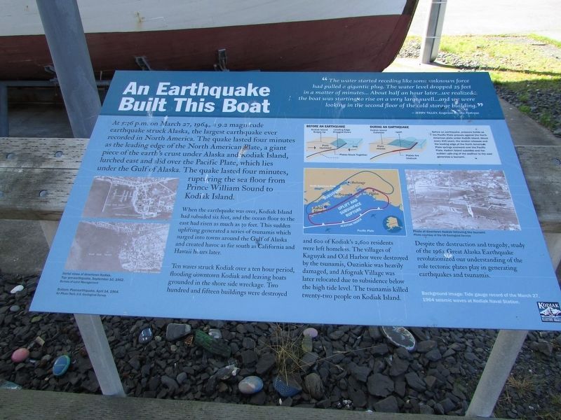 An Earthquake Built This Boat Marker. Click for full size. An Earthquake Built This Boat Marker image. Click for full size.